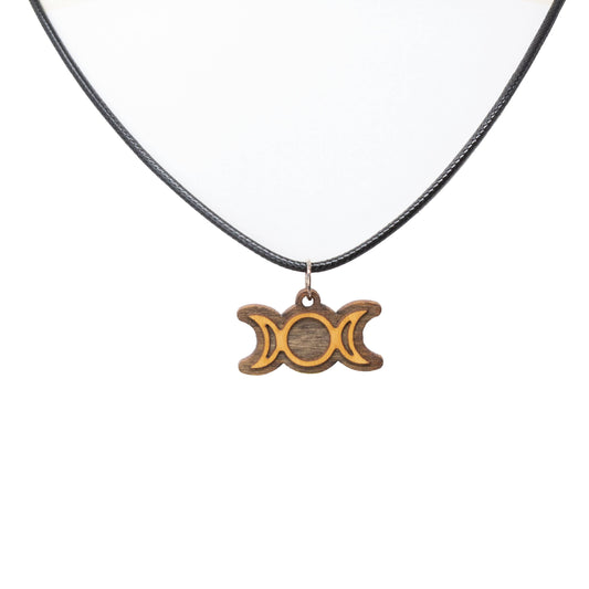 Triple Moon Necklace Pendant With 18" Black Cord