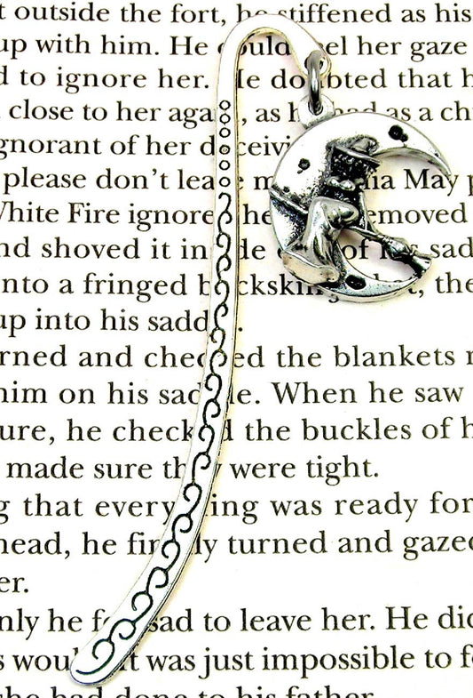 Voluptuous witch on moon 3 D Bookmark magic wiccan pagan